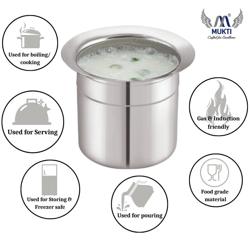 M MUKTI Crafted for Excellence Mukti Premium Stainless Steel Milky Mist PotContainer Pot for Storing MilkButter MilkDurable and Silver Classic FinishIdeal for Home KitchenPack of 12150ml - Image 4