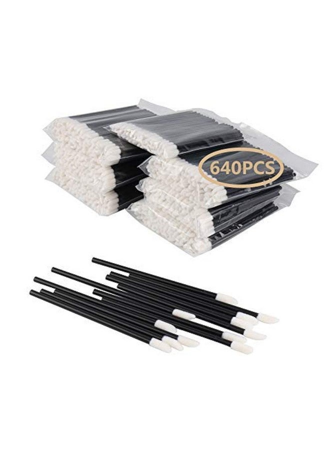 Mooerca 640Pcs Disposable Lip Brushes Make Up Brush Lipstick Applicators Wands Makeup Applicators Brushes Lip Gloss Applicators Tester Wands Tool Kits Makeup Beauty Tool Kits Black - Image 1