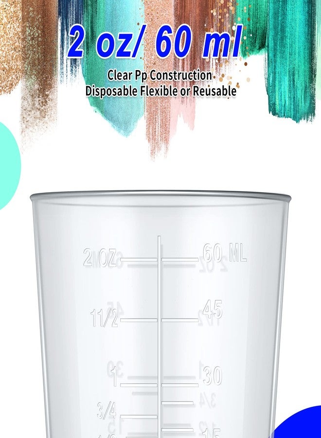 Konohan 200 Pack 2oz/60ml Plastic Mixing Cups Disposable Measuring Cups, Epoxy Bulk Clear Beaker with Graduated and Mixing Sticks for Resin, Laboratory, Liquid, Acrylic Paint Art, Medicine - Image 4