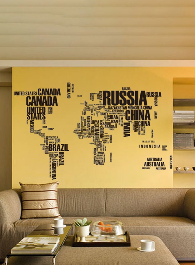 NIBEMINENT World Map PVC Wall Sticker Black 60x90centimeter - Image 2