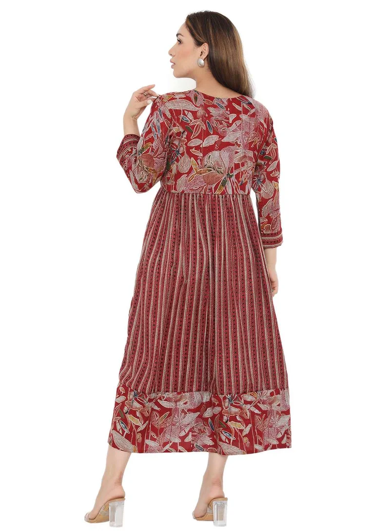HANA & SARA STYLISH PRINTED SHORT FRONT STYLED BUTTON ARABIC KAFTAN JALABIYA DRESS