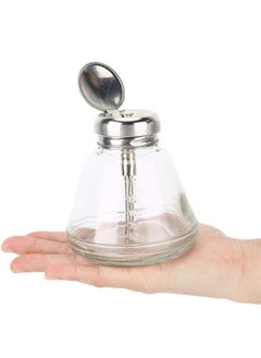 Nail Art Pump Dispenser, 150 ML Transparent Liquid Container, Push Down Pump Dispenser Bottles, Nail Dispenser Bottle, Portable Refillable Liquid Bottles Empty Transparent Glass Container