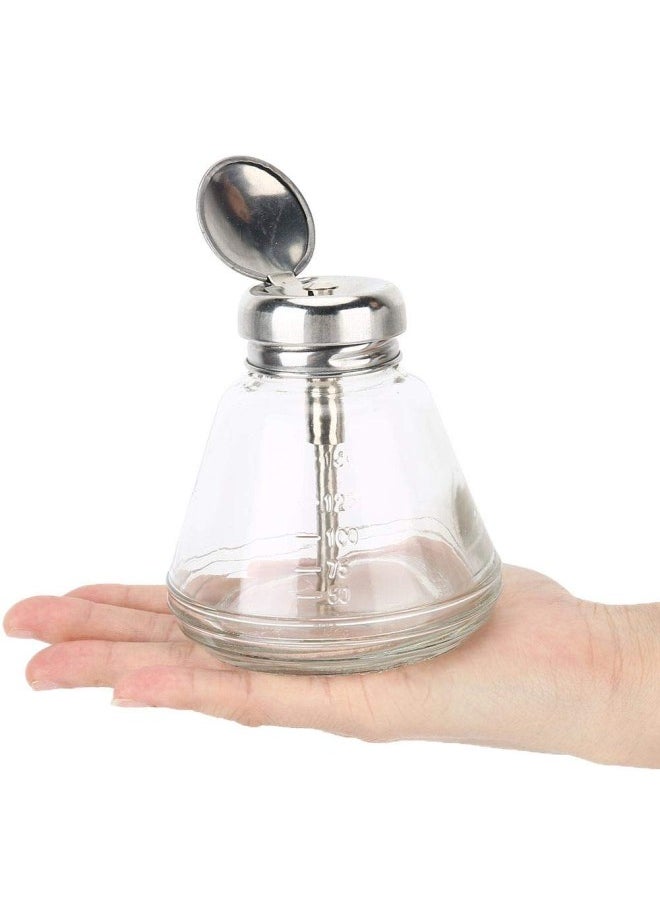 silvercnc - Nail Art Pump Dispenser, 150 ML Transparent Liquid Container, Push Down Pump Dispenser Bottles, Nail Dispenser Bottle, Portable Refillable Liquid Bottles Empty Transparent Glass Container - Image 1