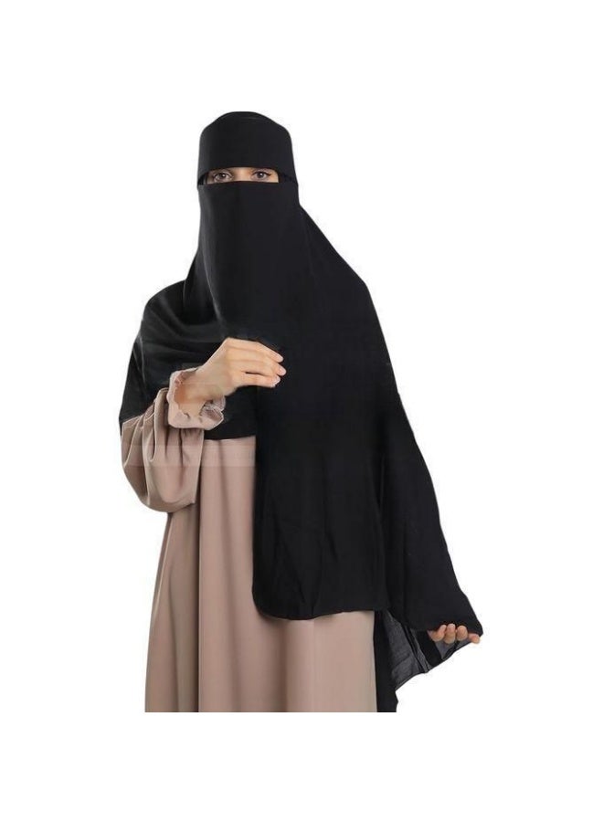 طقم لف بليسية مكون من طرحة مستطيلة +نقاب مقوي - Image 1