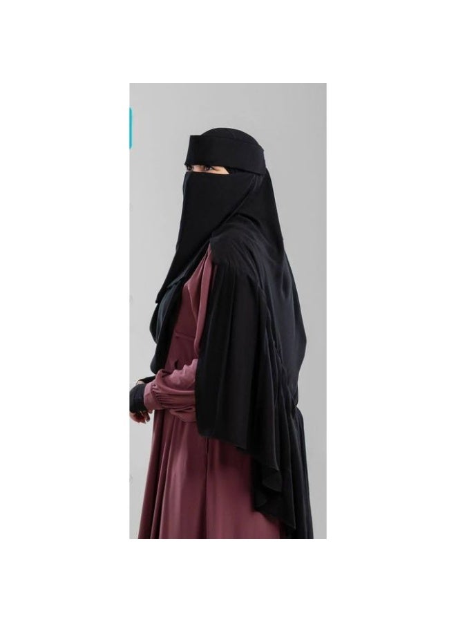 طقم لف بليسية مكون من طرحة مستطيلة +نقاب مقوي - Image 2