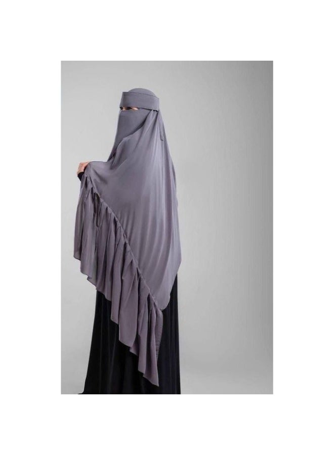 طقم لف بليسية مكون من طرحة مستطيلة +نقاب مقوي - Image 4