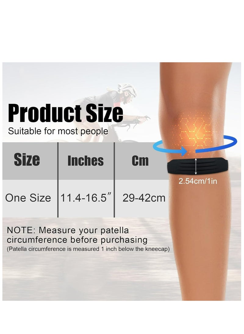 2pcs Patellar Tendon Support Strap, Patella Stabilizer Pain Make Knee Band Pain Relief Comfortable Silicone Knee Brace Pads for Running Jumpers Sports Football Volleyball Basketball Men Women
