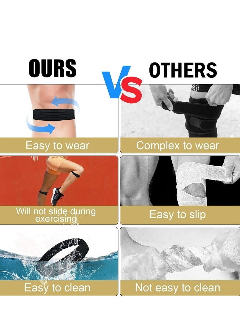 2pcs Patellar Tendon Support Strap, Patella Stabilizer Pain Make Knee Band Pain Relief Comfortable Silicone Knee Brace Pads for Running Jumpers Sports Football Volleyball Basketball Men Women