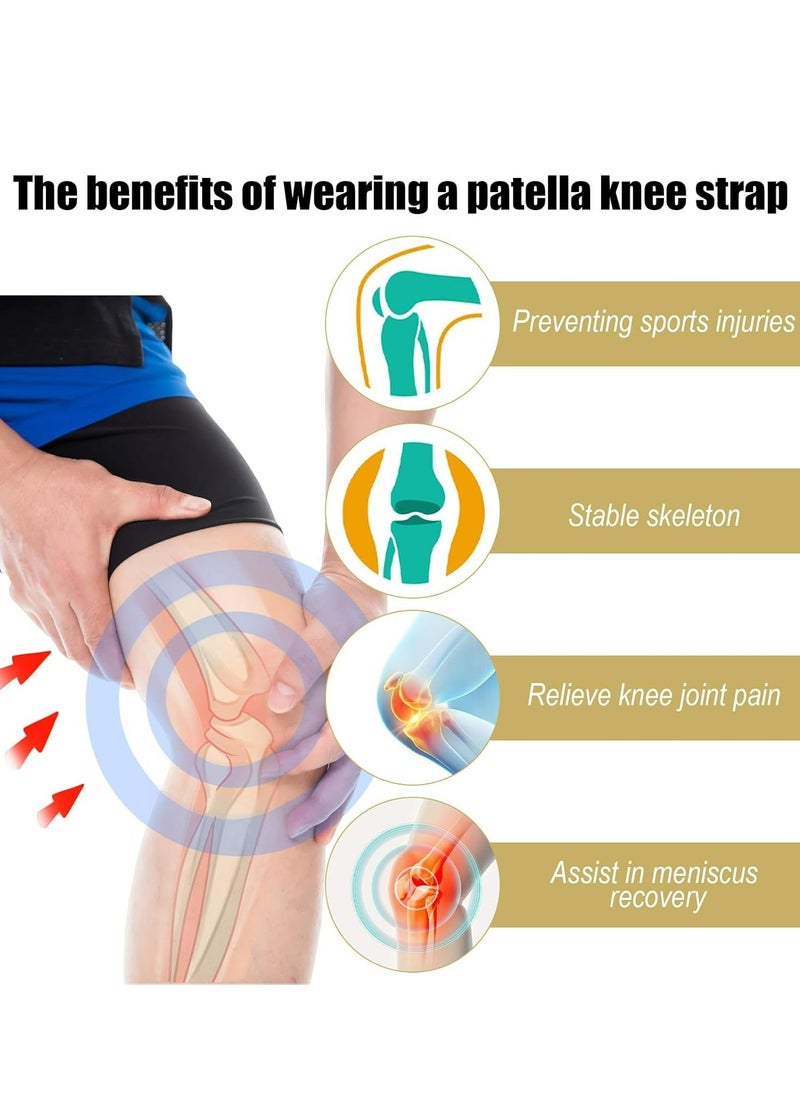 2pcs Patellar Tendon Support Strap, Patella Stabilizer Pain Make Knee Band Pain Relief Comfortable Silicone Knee Brace Pads for Running Jumpers Sports Football Volleyball Basketball Men Women