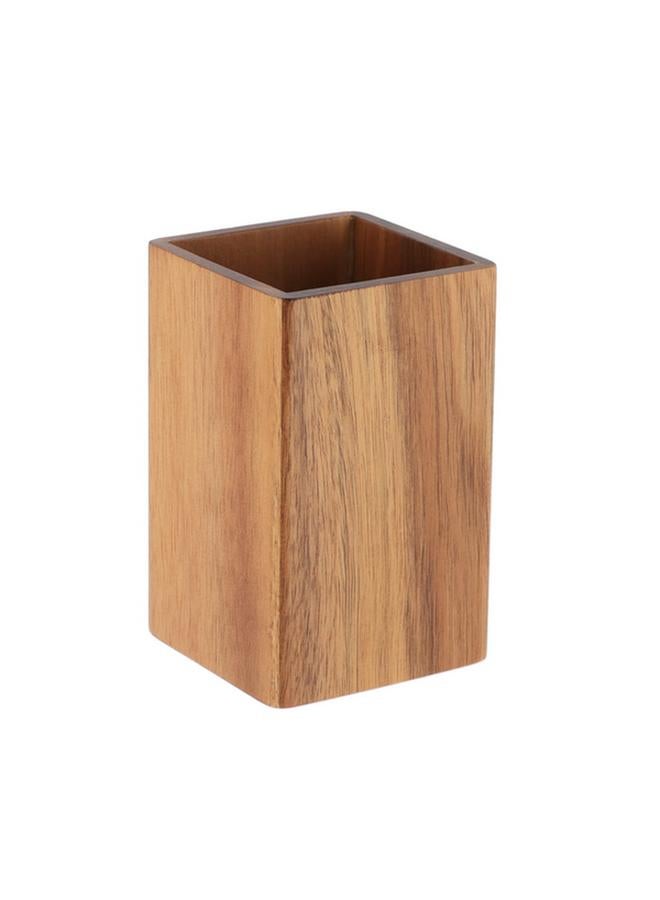 Tendance Durable Square Shaped Acacia Wood Bathroom Tumbler Brown 61114167 - Image 1