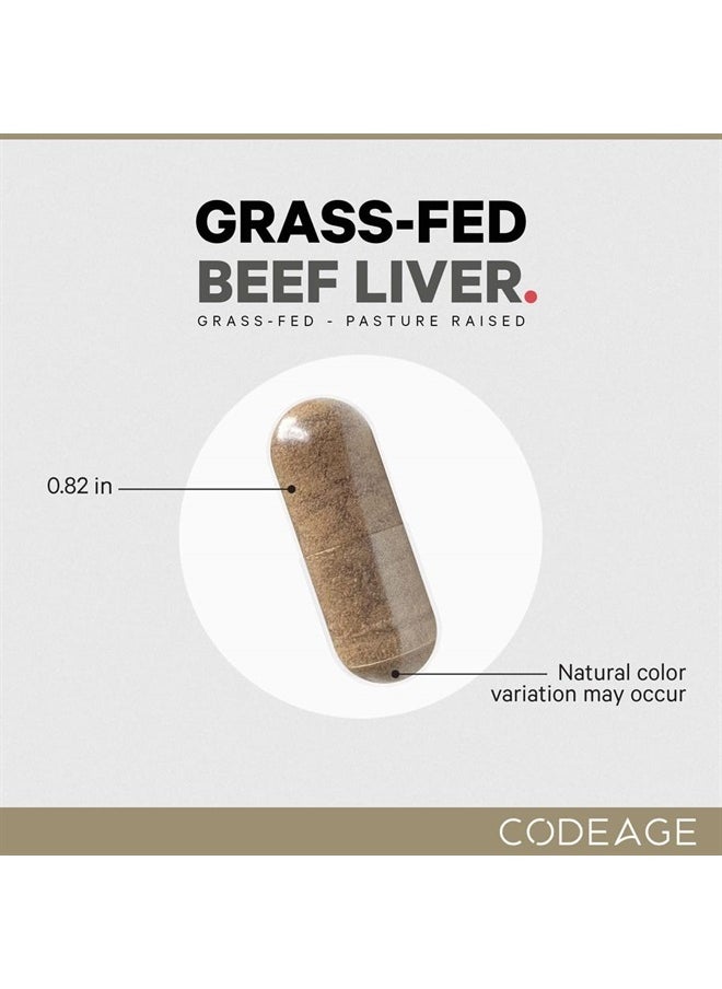 Codeage - Grass Fed Beef Liver Supplement Superfood, Freeze Dried, Non-Defatted, Desiccated Beef Liver Glandulars Bovine Pills, Liver Health, Pasture Raised Beef Vitamins, Non-GMO, 180 Capsules - Image 1
