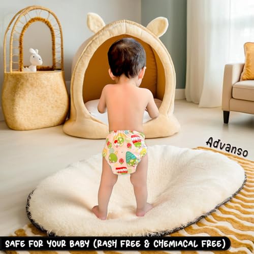 Advanso Leakage Proof cloth diaper for babies 0 to 3 years High Absorbent 1 Reusable diaper cover 1 Insert pad combo Pack 5-18Kg Adjustable free size Washable Pocket cloth diapers for babies P25 - Image 4