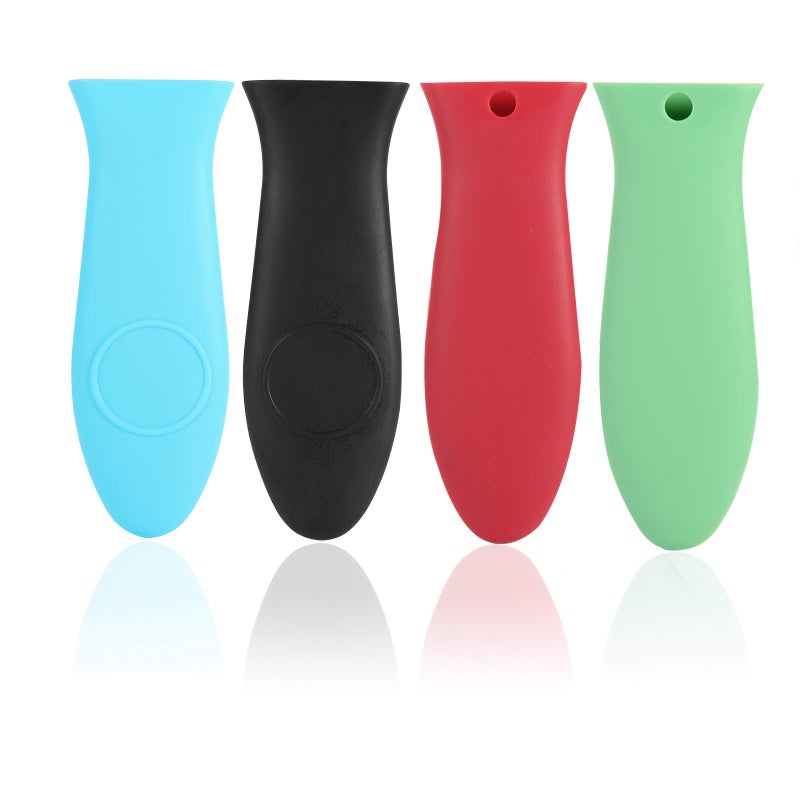 OYSIR Silicone Hot Handle Holder  Potholder for Cast Iron Skillets  Frying Pans  Heat Resistant Sleeve Grip Handle Cover Red Black Blue Green 