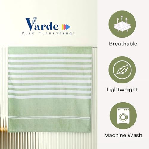 Värde Premium Multicolour Handloom Towels for Bath | 180 GSM | Bath Towel | Towel for Men & Women | Size 30 x 60 Inches | Striped & Solid Pattern (Green, Black, Grey, Brown & Pink, Set of 5) - Image 3