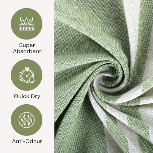 Värde Premium Multicolour Handloom Towels for Bath | 180 GSM | Bath Towel | Towel for Men & Women | Size 30 x 60 Inches | Striped & Solid Pattern (Green, Black, Grey, Brown & Pink, Set of 5) - Image 4