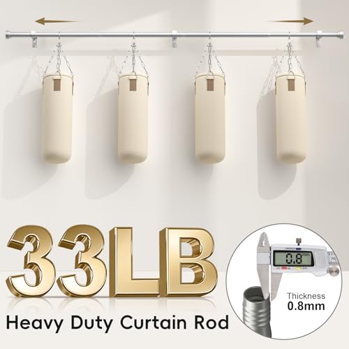 hei! dear Silver Curtain Rods for Windows 48 to 84 Inch(4-7ft), 1 Inch Diameter Heavy Duty Curtain Rods, Adjustable Curtains Rod, Modern Decorative Drapery Rod, 30-84" Antique Silver - Image 3