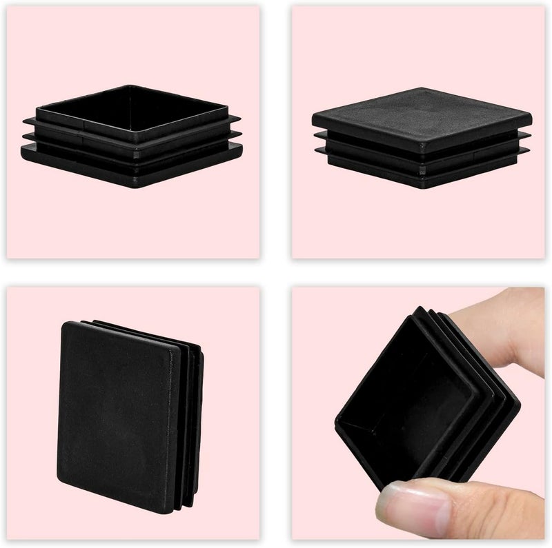 Flyshop 100 x 100 mm, 4" x 4" OD Square Tubing End Caps Black Plastic Pipe Tube Plugs Chair Glide Insert 8 Pack - Image 3