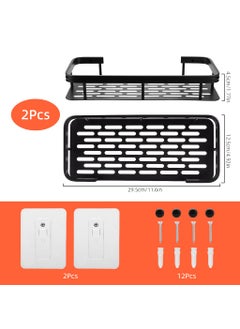 Zibuyu Zibuyu® Bathroom Shelf for Wall Self Adhesive Bathroom Shelf Wall Mounted Aluminum Shelf Quick Drain Bathroom Organiser Storage Rack Bathroom Accessories Holder - 2 Pcs  - Image 2
