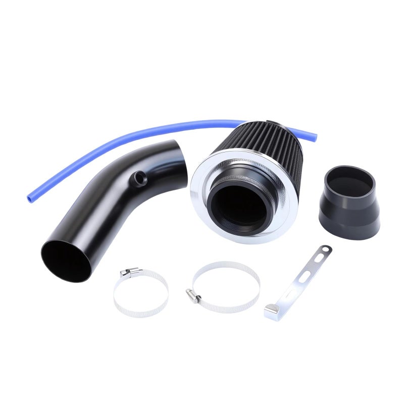 MINGABC Cold Air Intake Pipe, 76mm 3 Inch Universal Performance Car Cold Air Intake Turbo Filter Aluminum Automotive Air Filter Induction Flow Hose Pipe Kit (BLACK) - Image 3
