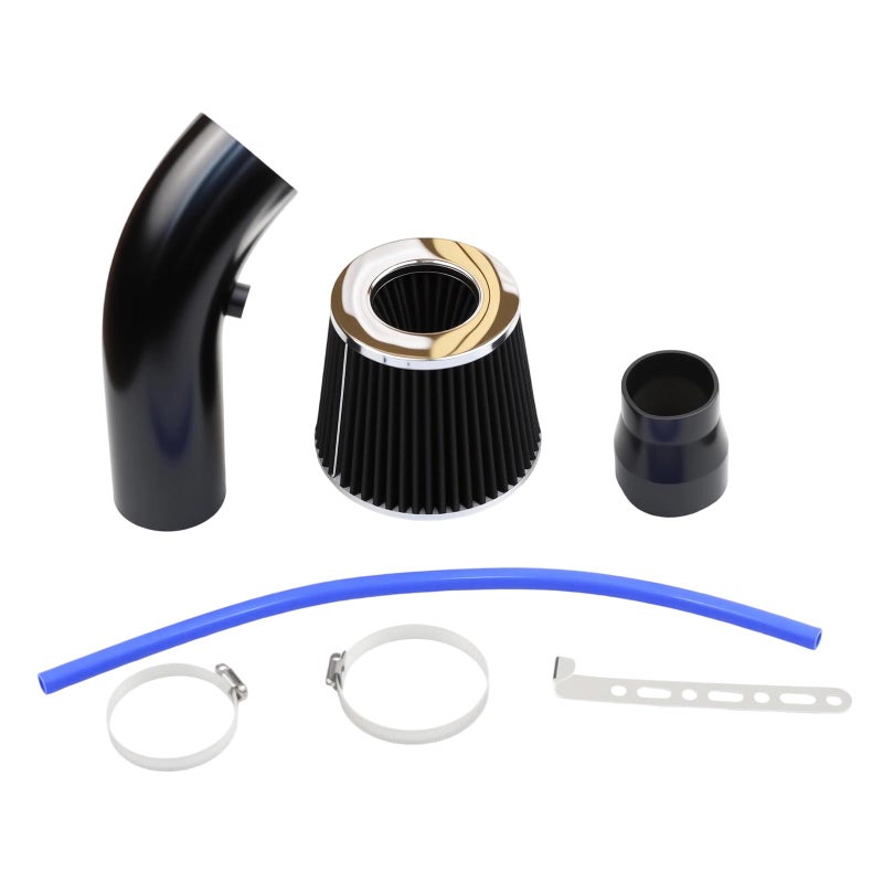 MINGABC Cold Air Intake Pipe, 76mm 3 Inch Universal Performance Car Cold Air Intake Turbo Filter Aluminum Automotive Air Filter Induction Flow Hose Pipe Kit (BLACK) - Image 1