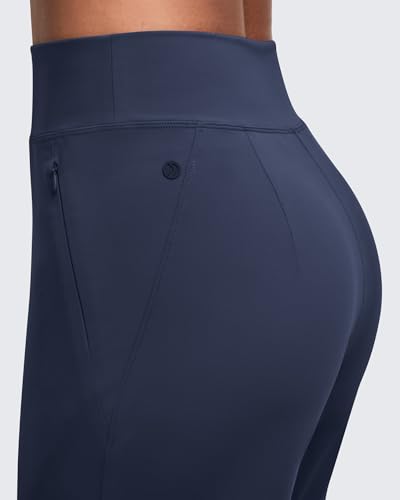 G4Free Casual Pants for Women High Waist Lounge Pants Stretch Trousers Style Yoga Pants Business Casual Dressy Wear (Dark Navy,M,30") - Image 4