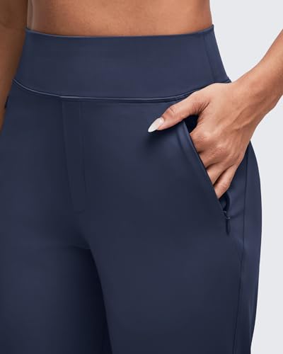 G4Free Casual Pants for Women High Waist Lounge Pants Stretch Trousers Style Yoga Pants Business Casual Dressy Wear (Dark Navy,M,30") - Image 2
