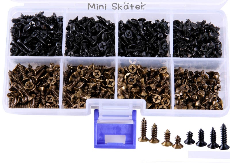 Mini Skater 800PCS #3 Small Cross Flat Head Tapping Screws Black Oxide Wood Screws Kit and Assortment ! (Black and Bronze) - Image 5