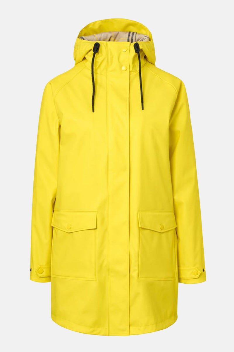 Tchibo Women Regular Fit Drawstring Plain Rain Jacket, Yellow  - Image 2