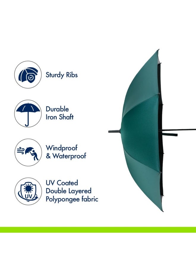 Absorbia - 10K 3fold auto open umbrella for Rain & Sun proof, black coated for UV protection and also windproof| Double Layer Folding Portable Umbrella with cover|Dark green|Diameter 96 cm - Image 1