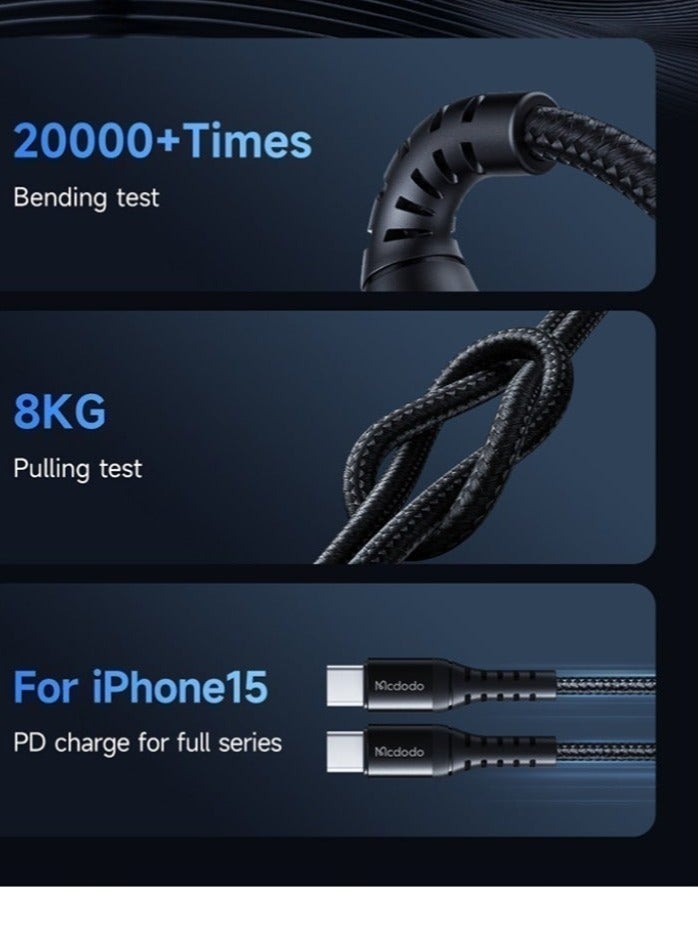 Mcdodo USB-C to USB-C Cable 1m 60W [PD Fast Charging] Type-C Fast Charging Data Cable Durable Cord Compatible with Samsung Galaxy, Android Phones, Tablets, Laptops – Black - Image 5