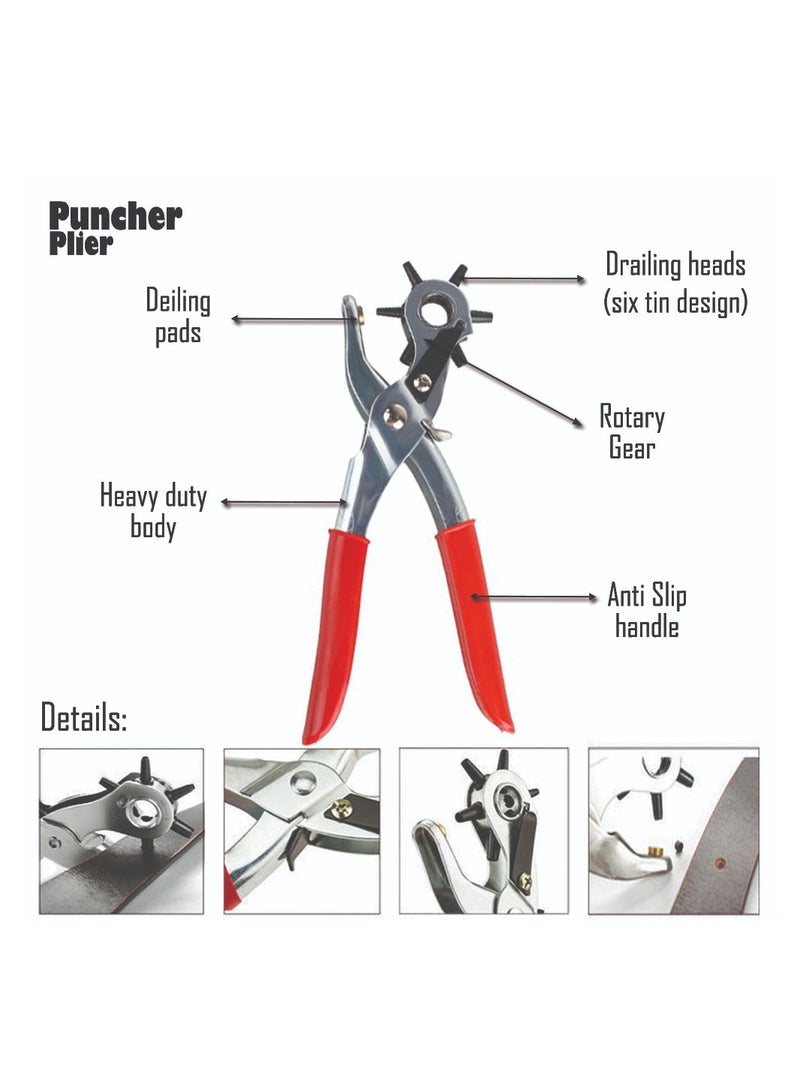 Metal 9 Punch Plier Multifunction Repair Tool Belt Hole Maker Belt Punch Plier - Image 5