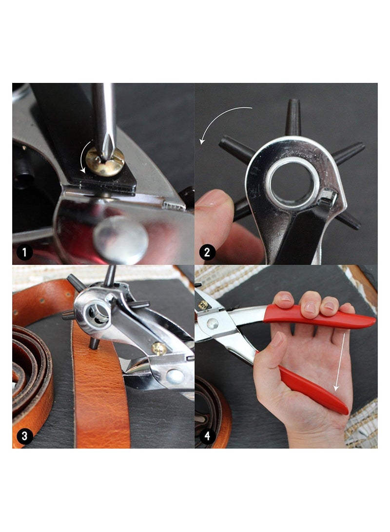 Metal 9 Punch Plier Multifunction Repair Tool Belt Hole Maker Belt Punch Plier - Image 4