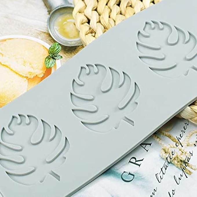 Fondant Silicone Moulds Tropical Leaves Silicone Imprint Mat Gum Paste Press Mold For Cake Chocolate Cupcake Decorating Cake Toppers Candy Cookies Resin Sugarcraft C772X272X012Inch - Image 4