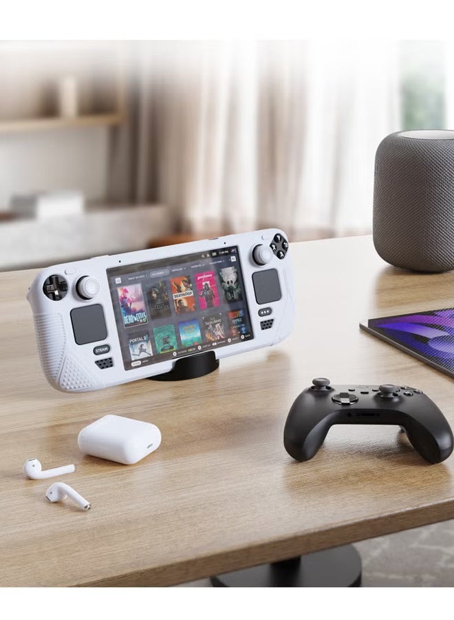 Silicone Case for Steam Deck Release, Full Body Protective Case Cover Anti-Scratch Design, White - Image 2