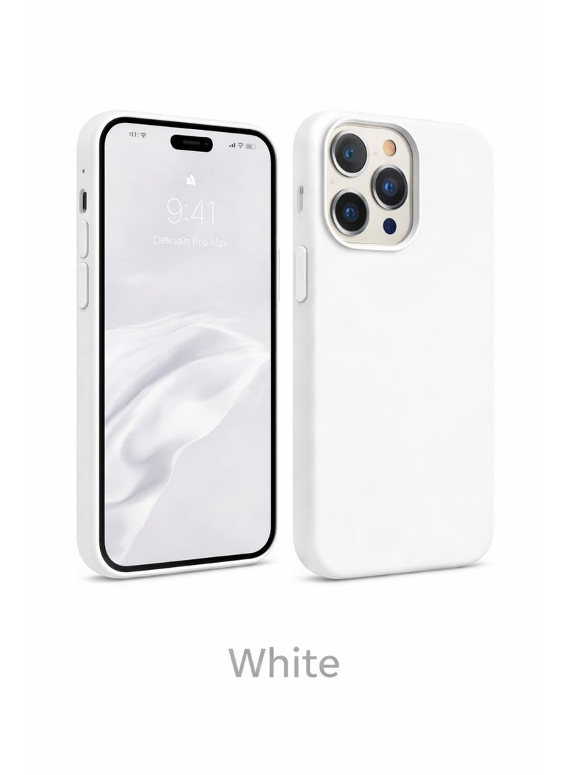 15 Pro Max Liquid Gel Silicone - Protective Cover with Microfiber Interior, Soft Silky Touch, Anti-Scratch, Thin Shockproof Cover - White