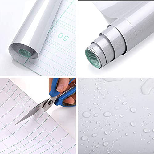 WALLTON - Grey Gloss Peel and Stick Self-Adhesive Removable Thicken Waterproof for Kitchen Countertop Cabinet Wardrobe - 12''x''96 Inches, Vinyl - Image 2