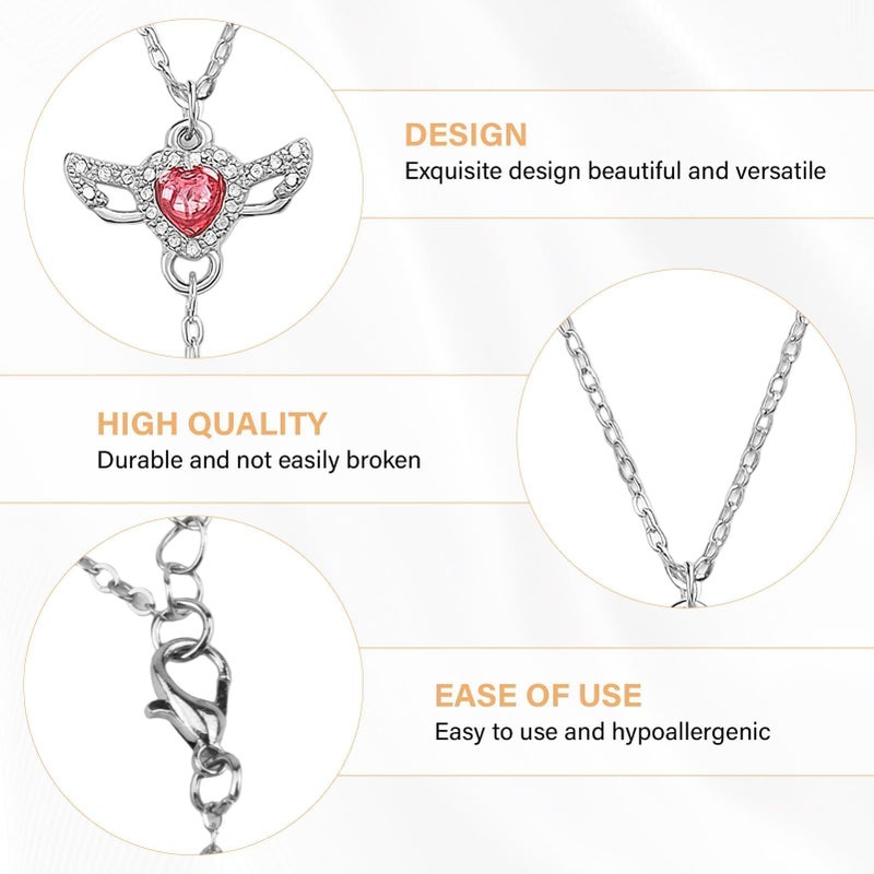 CZMZHFC 9 Pcs Y2K Necklace Set for Women, Goth Grunge Jewelry with Gothic Cross, Fairy Angel, Heart Wings, Butterfly, Pink Rhinestone Pendant and Choker, Premium Gifts for Friends Family on Birthday Holiday - Image 3