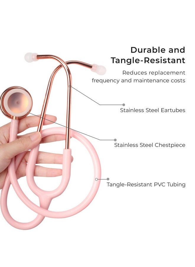 Scienlodic Scienlodic Double-Sided Stethoscope with Ear Tips, Professional Stethoscope for Doctor Nurse Clinical Student Use, Customized Gold-Plated High-end - Light Pink  - Image 3