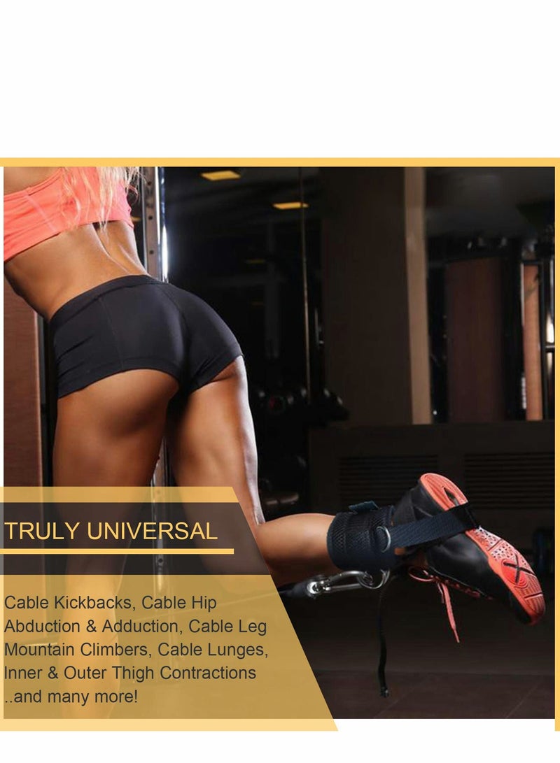 شو وو Ankle Straps for Cable Machines, Strong Hook and Loop, Reinforced Double D-Ring, Adjustable Comfort fit Neoprene Premium Cuffs to Enhance Abs, Glute Leg Workouts - Image 4