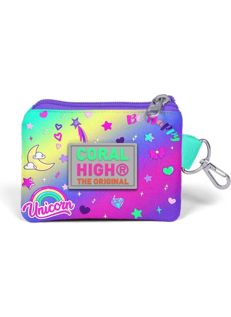 CORAL HIGH Kids Lavender Water Green Unicorn Patterned Coin Purse 21829