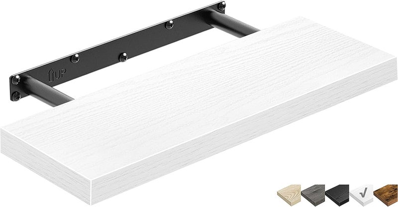 White Floating Shelf for Wall and Bathroom - Small Single Shelves for Farmhouse 16" 1 Piece - Image 1