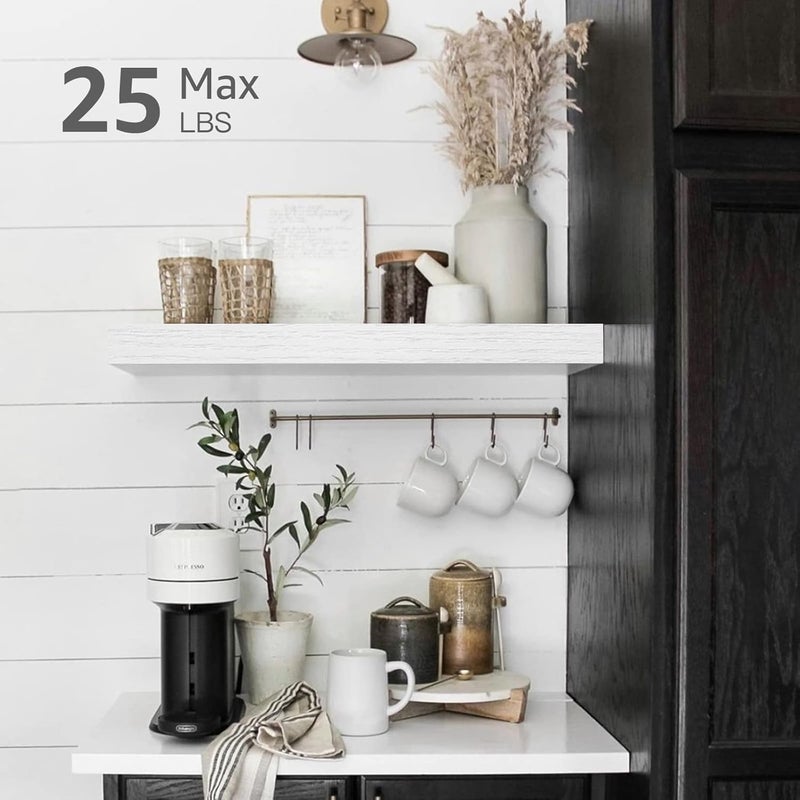 White Floating Shelf for Wall and Bathroom - Small Single Shelves for Farmhouse 16" 1 Piece - Image 3