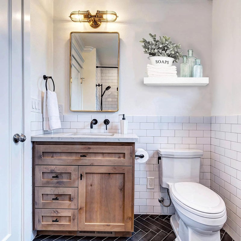 White Floating Shelf for Wall and Bathroom - Small Single Shelves for Farmhouse 16" 1 Piece - Image 2