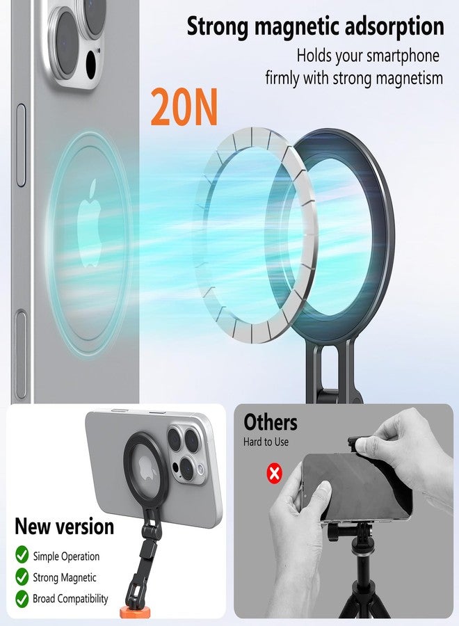 VRIG حامل ثلاثي القوائم معدني VRIG MG-28 للهاتف مع ماجسيف، حامل كاميرا مغناطيسي لآيفون 17 16 15 14 13 12، دوران 360° قابل للتعديل لحامل الهاتف للكاميرات، الحوامل الثلاثية - Image 3