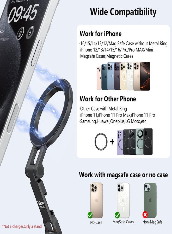 VRIG حامل ثلاثي القوائم معدني VRIG MG-28 للهاتف مع ماجسيف، حامل كاميرا مغناطيسي لآيفون 17 16 15 14 13 12، دوران 360° قابل للتعديل لحامل الهاتف للكاميرات، الحوامل الثلاثية - Image 5