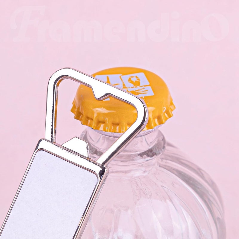 Framendino, 10 Pack Sublimation Blanks Bottle Opener Metal Keychains Blank Key Rings for Sublimation Photo 2 Style - Image 4