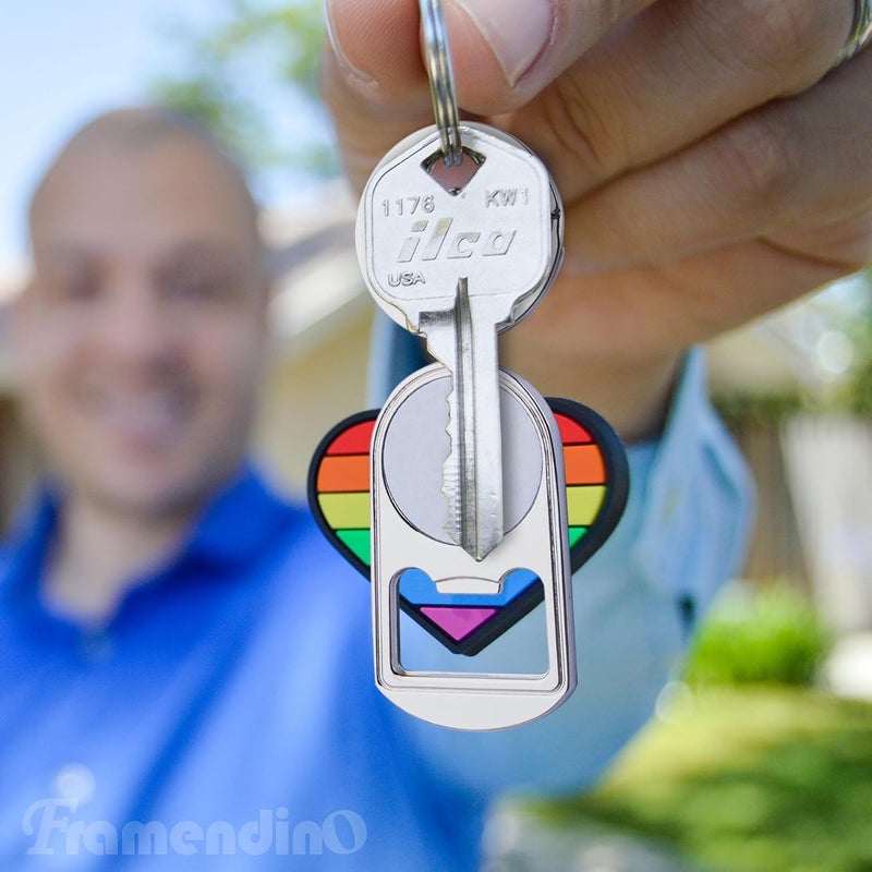 Framendino, 10 Pack Sublimation Blanks Bottle Opener Metal Keychains Blank Key Rings for Sublimation Photo 2 Style - Image 3