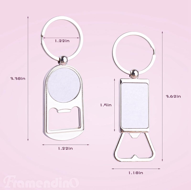 Framendino, 10 Pack Sublimation Blanks Bottle Opener Metal Keychains Blank Key Rings for Sublimation Photo 2 Style - Image 2