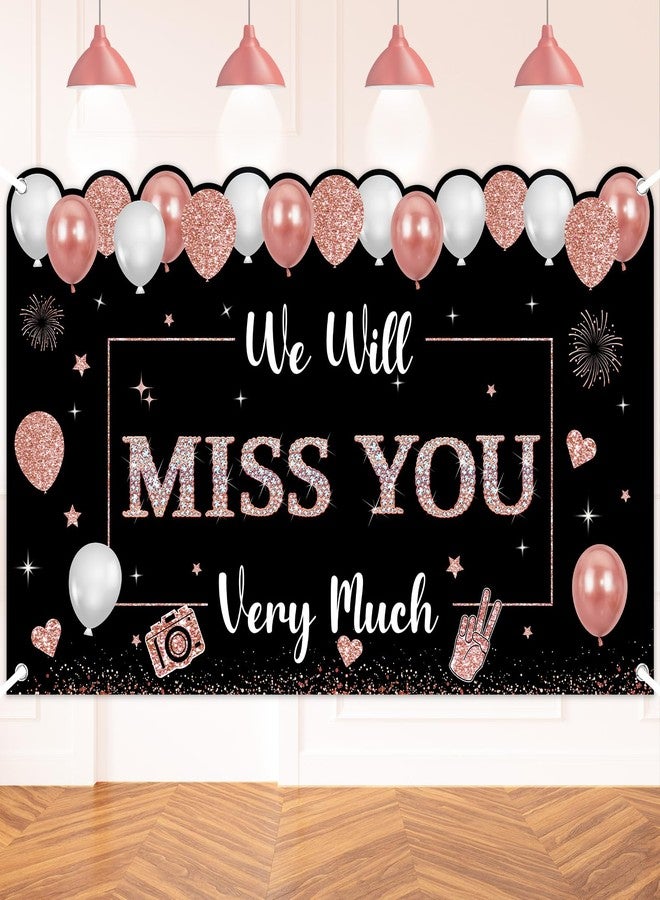 TagreSpike Farewell Going Away Party Decorations, Rose Gold We Will Miss You Banner Backdrop Good Luck Going Away Photo Booth Props for Farewell Retirement Graduation Coworker Leaving Goodbye Party - Image 1