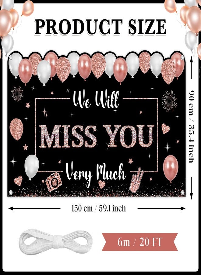 TagreSpike Farewell Going Away Party Decorations, Rose Gold We Will Miss You Banner Backdrop Good Luck Going Away Photo Booth Props for Farewell Retirement Graduation Coworker Leaving Goodbye Party - Image 3
